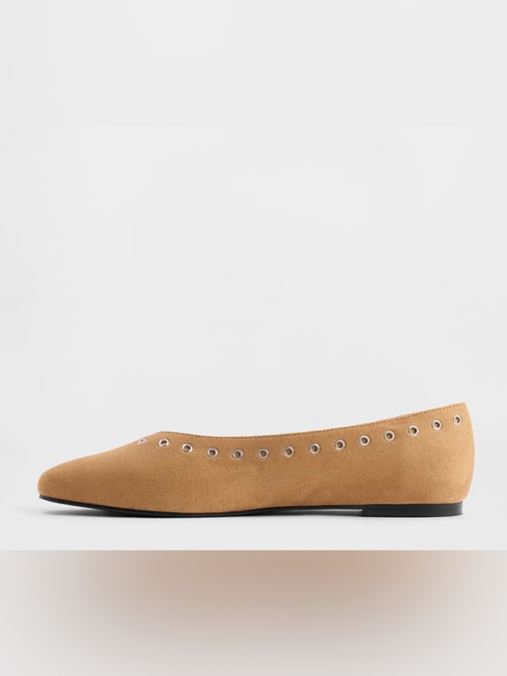 NIB/NWT Women's Tan Suede Ballet Flat with Grommet Detail - Picture 2 of 3